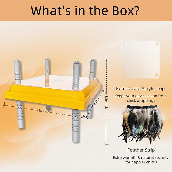 Chick Brooder Heating Plate Brooder Heat Plate for Chicks Ducklings with Feathers 10×10 Inch 15W Adjustable Height & Angle Easy Cleaning Chicks Heater