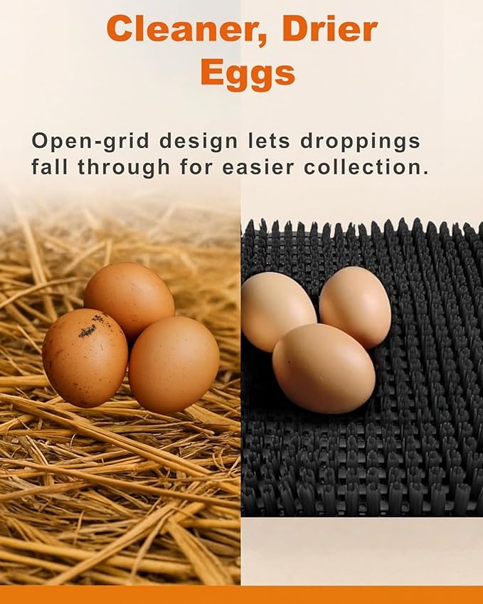 4-Pack Washable Chicken Nesting Pads for Chicken Coop, 13x11in Reusable Nest Box Liners, Trim-to-Fit Open-Grid Bedding for Cleaner Eggs, Heavy-Duty Poultry Supplies (Green)