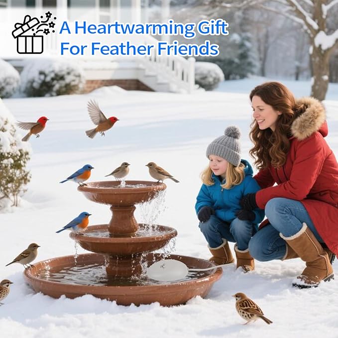 Bird Bath Heater for Outdoors in Winter, 80w Birdbath Heaters for Outdoor Bird Bath Deicer with Thermostatically Control, Heated Bird Bath Water Heater for Bird Chicken Livestock, With 10ft Cord