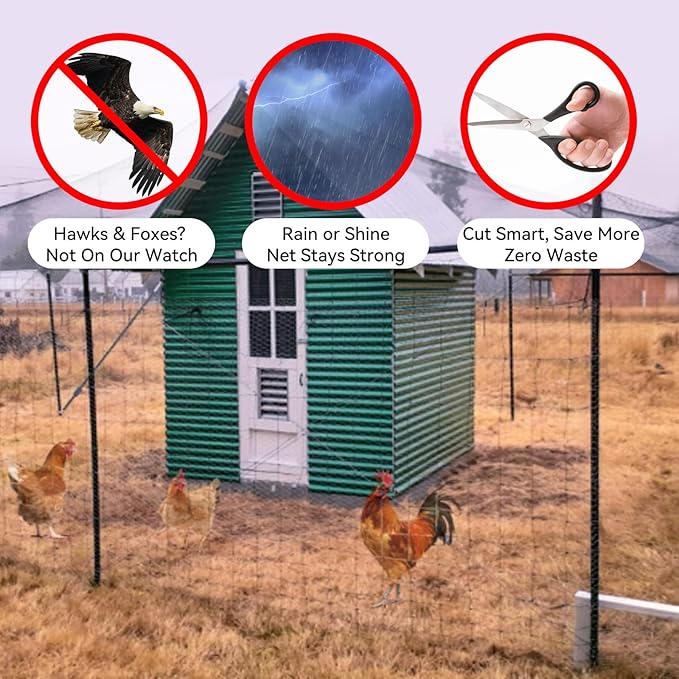 Heavy Duty Bird Netting 20x30Ft – Chicken Netting & Poultry Netting for Coops, 1/2" UV-Resistant Mesh | Blocks Squirrels, Hawks, Berry & Pond Protection