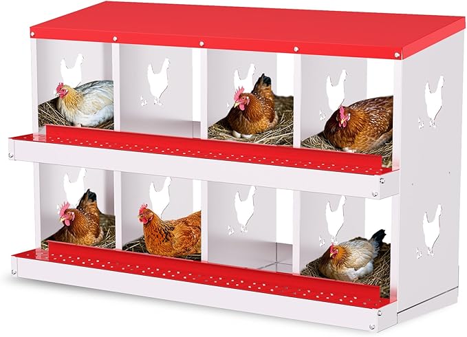 Chicken Nesting Box,8 Compartment Metal Poultry Nest Box Wall Mount, Metal Roll Away Eggs Laying Boxes, Easy Egg Collection, Easy Cleaning,10 Room Chicken Coop for Hens