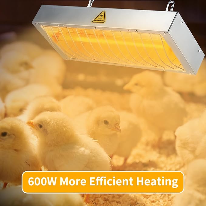600W Chicken Coop Heater Bulb, Replacement Bulb Accessories for Chicken Heat Lamp, Brooder Heater Tubes for Chicks, Poultry, Pets, 1 Pack