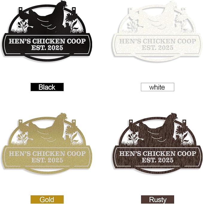 Personalized Chicken Coop Signs, Metal Funny Farm Decor, Chicken Coop Accessories, Metal Outdoor Wall Art, Custom Hen House Sign, Rustic Farmhouse Wall Decor for Farm Yard Garden Color10
