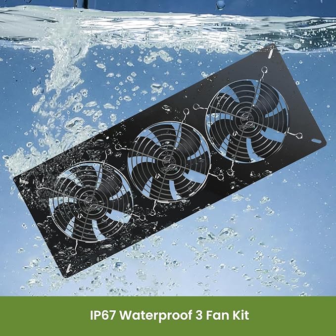 Solar Powered 3 Fan Kit, 25W High Velocity Waterproofed Solar Exhaust Fans for Outdoor Greenhouse Chicken Coop Shed Pet House
