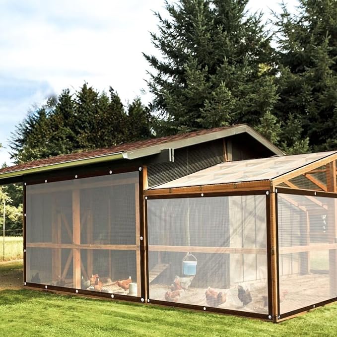 Clear-Vinyl-Tarps-With-Grommets-7X12FT, PE Tarps Transparent Tear Resistant Waterproof Greenhouse Tarp for Balcony Tent Cover Gardening Chicken Coop