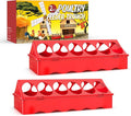 2-Pack Plastic Flip-Top Poultry Feeders, Spill-Proof Chick Feeder Trough with Multiple Feeding Holes, No-Waste Baby Chicken, Duckling, and Quail Feeding Dish Dispenser