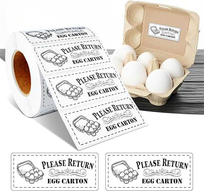 800Pcs Please Return Egg cartons Stickers,1.2”×2.75”Rectangular Farm Fresh Eggs Carton Labels roll self Adhesive Chicken Container Packaging Stickers