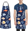 Kitchen Aprons for Men Women Waterproof Apron with 2 Pockets Whale Tail Apron Adjustable Bib Aprons