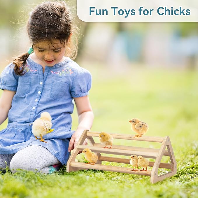 PETSFIT Chick Roosting Bar Prevent Rotation Design, Solid Wooden Thicken Rooster Perch for Coop and Brooder for Birds, Baby Chicks