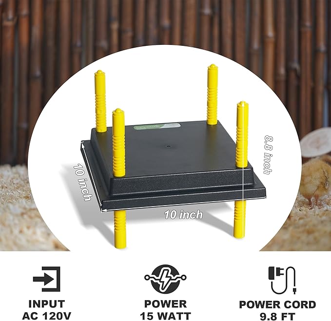 Chick Brooder Heating Plate, 10" x 10" Brooder Heater for Chicks with Adjustable Heights