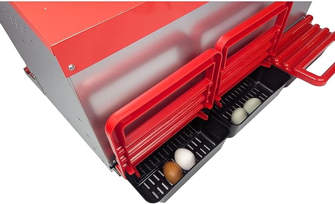 Hen's Choice™ - Reverse Roll Out Chicken Nest Box | Reversible Roll Away Nest Box | 3 Hole (Red)