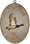 Yorhifa Vintage Mallard Duck Framed Wall Art, Cottagecore Country Duck Hunting Oval Wall Art, Rustic Farmhouse Oval Walls Decor, Wildlife Waterfowl Canvas Artwork Hanging Decor, 8.5x11.5in