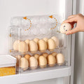 Beveetio Flippable Egg Holder For Refrigerator, Clear Acrylic Egg Storage Container For Refrigerator Side Door, Large Capacity Organizer-30 Count Capacity