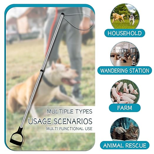 60"-99" Extra Long Animal Catch Pole,Wildlife Control Tool,Noose Holder Net Kit for Dogs Feral Cat Raccoons Hog Pig Fox Coyote Bulldog Wolf Goat Lizards Boar Bichon Calf Piglet Gator