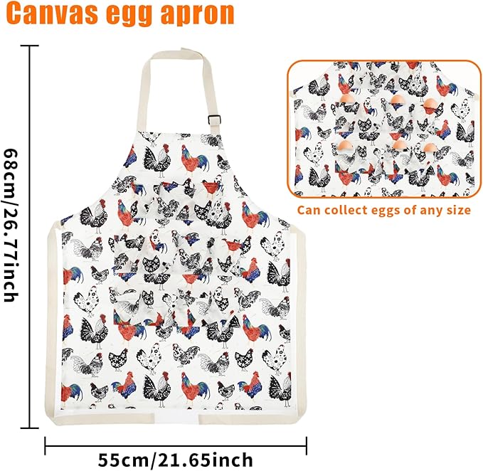 Egg Collecting Apron with Pockets, Egg Gathering Basket, Egg Holding Apron, Large Capacity Chicken Egg Apron for Housewife and Farming