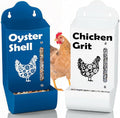 Chicken Grit and Oyster Shell Feeder Combo (Combo-Blue/White, Starter Size)