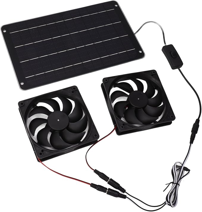 VINGVO Solar Fan, Solar Heater For Chicken Coop 20W Greenhouse Heater Solar Powered Solar Powered Exhaust Fan For Outside Chicken Coops, Greenhouses, Sheds