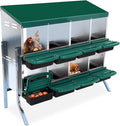 8 - Compartment Roll Away Chicken Nesting Box, Wall - Mount Laying Egg Box with Easy Egg Collection & Cleanable Pull - Out Trays, Hen Roosting Boxes for Efficient Egg Laying（Green）