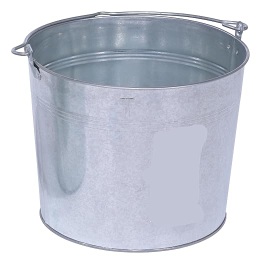 Vestil BKT-GAL-500 Galvanized Steel Bucket, 10-3/4" Depth, 5 gallon, 44 pound Capacity