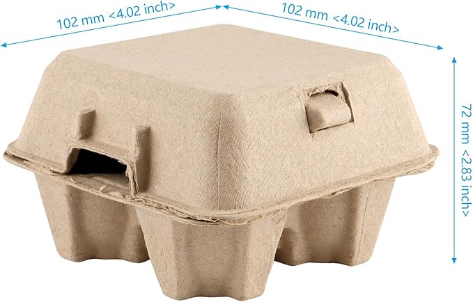 40 Pack Empty Egg Cartons Bulk, 4 Count Pulp Fiber Egg Tray Holder Eggs Storage Containers for Family, Farm,Market