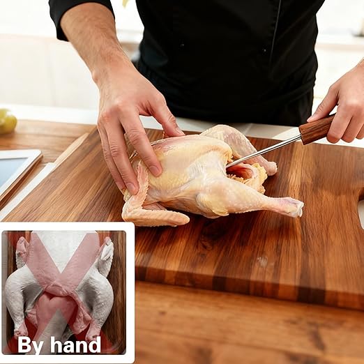Lung Scraper for Poultry Processing, Chicken Processing Equipment Made of Stainless, Acacia Wood Handle, Chicken Butchering Equipment for Chickens, Birds, Especially Smaller Poultry, Easy to Clean