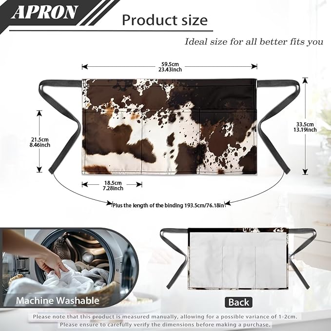 Waistress Apron with Pockets Coffee Waiter Apron Long String Chef Half Aprons for Cooking Kitchen Hairdresser
