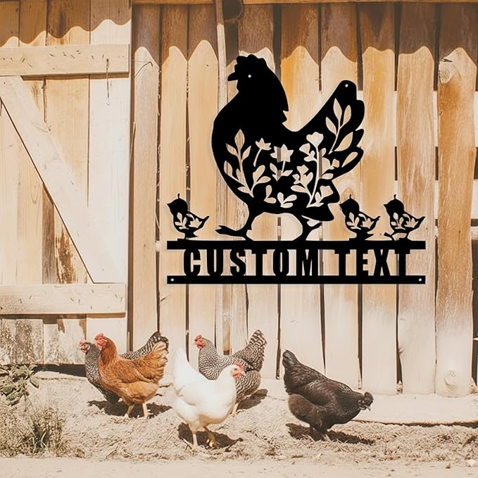 Custom Chicken Coop Metal Sign, Personalized Chicken Coop Sign for Outside, Custom Metal Hen House Farm Signs, Chickens Hen House Farmhouse Wall Art Decor