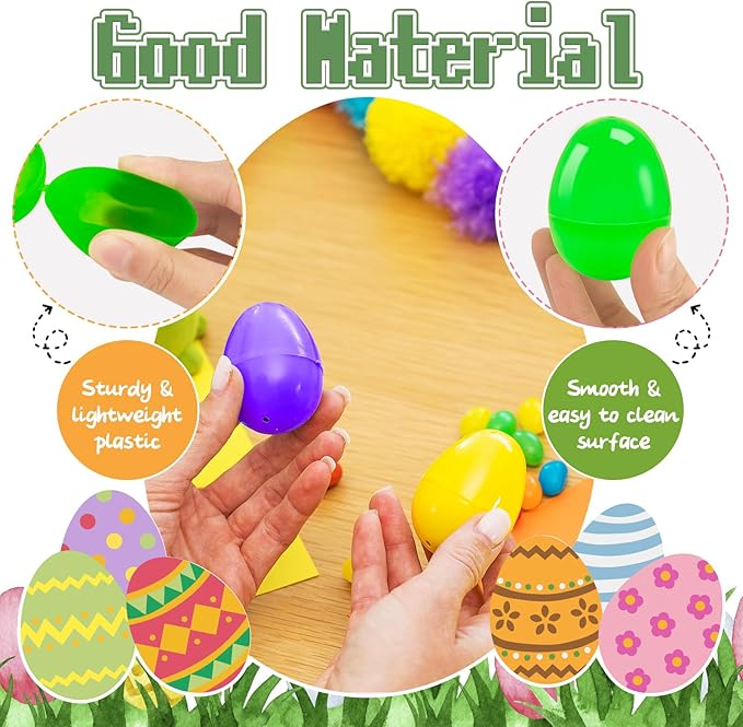 Bvrbaory 100 Pcs 2.4" Fillable Easter Eggs,Bulk Plastic Hinged Empty Eggs,Bright Colorful Easter Egg,Assorted Colors for Easter Egg Hunt,Basket Stuffers,Party Favors,Treasure Box,Classroom Prizes