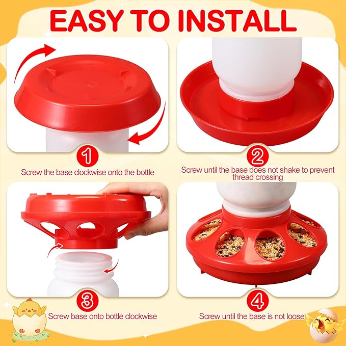 12 Pcs 0.3 Gal Chick Feeder and 0.3 Gal Waterer Set Baby Chicken Supplies Poultry Starter Kit Plastic No Waste Chick Coop Brooder Accessories for Small Chicken Quail Pigeon Duckling Birds