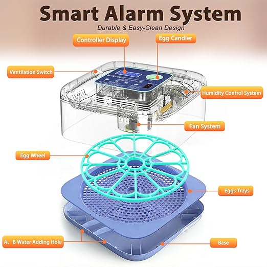 Incubators for Hatching Eggs, Smart Egg Incubator with Humidity & Temp Control and Auto Turner, 360° View Incubadora De Huevos De Gallina, Egg Candler, Incubator for Chicken Eggs, Ducks, Goose, Quail