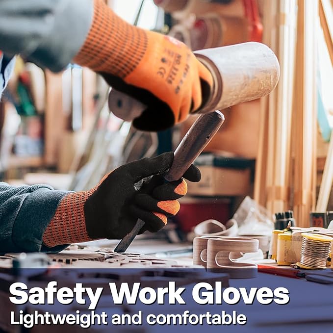 Schwer ProGuard High Level Cut Resistant Work Gloves PR3326 for Extreme Protection, ANSI A9 Cut Gloves with Reinforced Thumb, Non Slip, Breathable, Durable, Touch-screen, Orange 1 Pair（M）