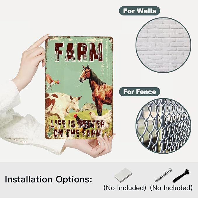 Vintage Metal Tin Sign Farm Sweet Farm Life is Better on the Farm Sign for Cafe Home Bar Pub Garage Hotel Garden Wall Decor Art 12 * 8in