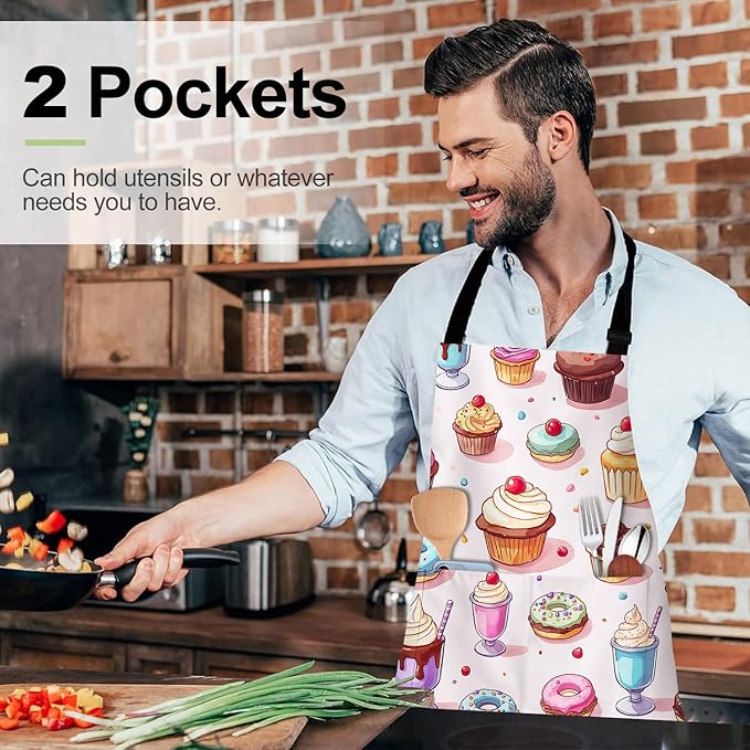 Apron Adjustable Waterproof with Two Deep Pockets Wowen men for Summer BBQ Pool Parties & Resorts