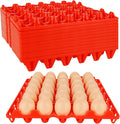 12 Pack Plastic Egg Tray, Red Bulk Egg Cartons 30-Egg Flats, Stackable Egg Racks Egg organizer Crates, Plastic egg crate Farm Products for Storing, Sorting, Shipping Eggs