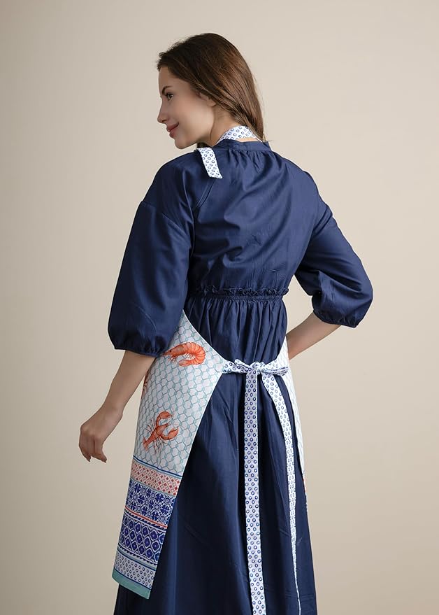 Maison d' Hermine 100% Cotton Apron for women with Pocket Kitchen Chef Apron for Men Cooking Easter Decorations