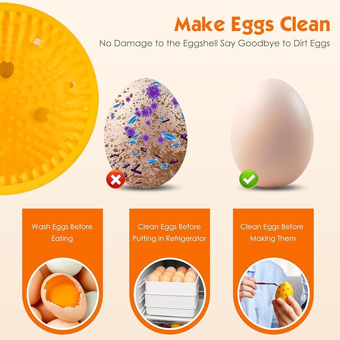 2 PCS Egg Washer for Fresh Eggs, Silicone Egg Brush Cleaner, Egg Cleaner Scrubber for Fresh Eggs, Reusable Multipurpose Washing Egg Tool for Fruits and Vegetables(Pink/Blue)