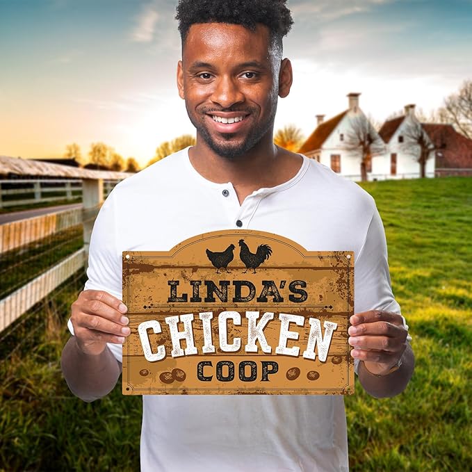 Personalized Chicken Coop Sign, Custom Name Farmhouse Backyard Décor For Sign, 10x14 Inches, Rust Free .040 Aluminum, Fade Resistant, Made in USA by Sigo Signs