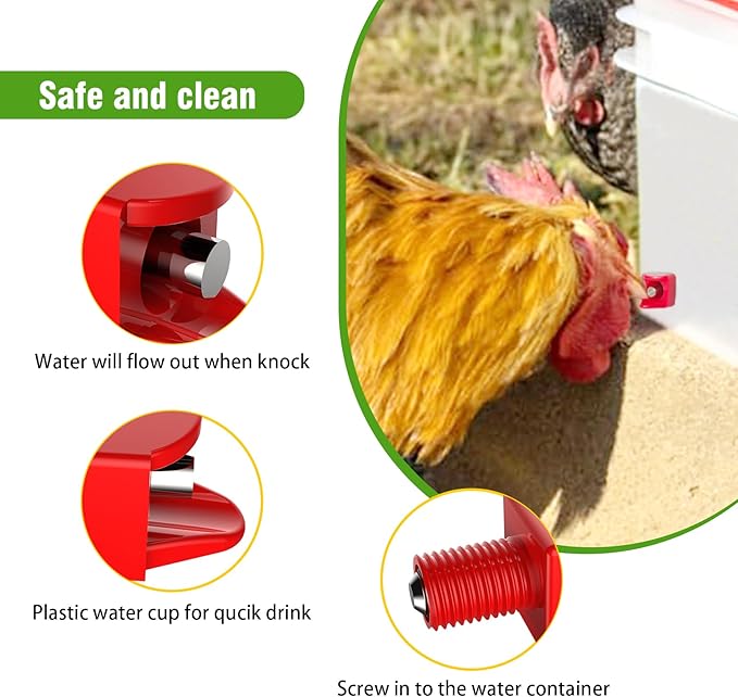 Horizontal Chicken Water Nipples Automatic Poultry Waterer Nipples Kit Drinker with Drill Bit(10)
