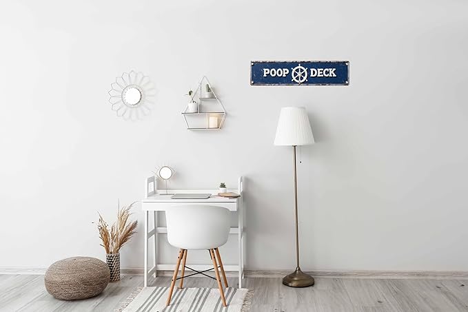 Vintage Tin Poop Deck Sign Retro Metal Sign Suitable For Home Street Shop Garage Bar Farm Garden - Multi-Purpose Metal Sign For Indoor/Outdoor Use Plaque 4x16 Inch