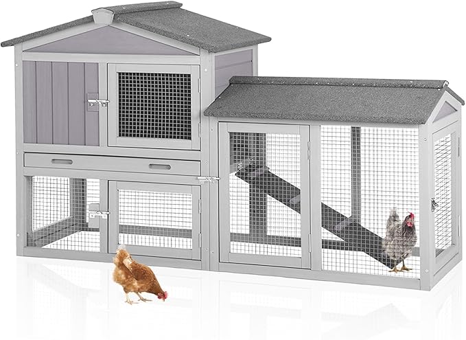 Aivituvin Chicken Coop for 2 Chickens, Wooden Duck House Outdoor Hen House Poultry Quail Cage-Expandable Design