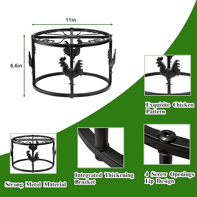 Metal Stand for Chicken Feeder Waterer, Heavy Duty Chicken Water Stand Holder, Iron Chicken Feeder Buckets Barrels Support Rack for Coop Poultry Indoor Outdoor (Black 1pc)