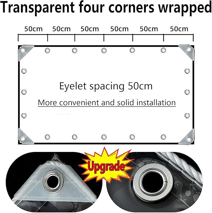 Clear Tarps with Grommets 4ft x 5ft, PVC Vinyl Clear Tarp Heavy Duty Waterproof 20Mil Winter Pation Porch Enclosure Panel, Transparent Rainproof Canopy Fabric forChicken Coops Cover
