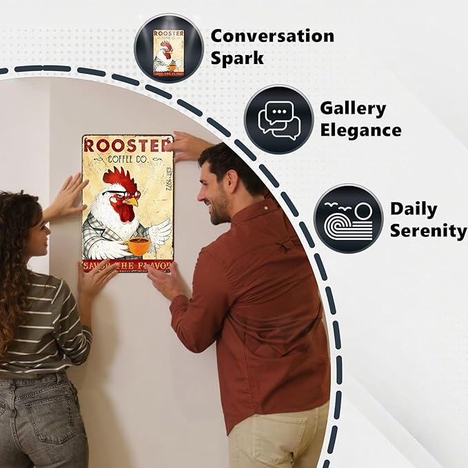 Funny Chicken Signs Rooster Kitchen Decor Savor The Flavor Tin Signs Vintage Coffee Metal Decor Rustic Wall Art For Home Farmhouse Farm Poultry House Cafe Bar Pub Coop Office 12 * 8 In