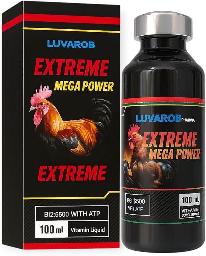 LUVAROBpharma Extreme Mega Power - Vitamin Liquid Supplement for Poultry B12 + B15 + ATP 100ml Veterinary Use