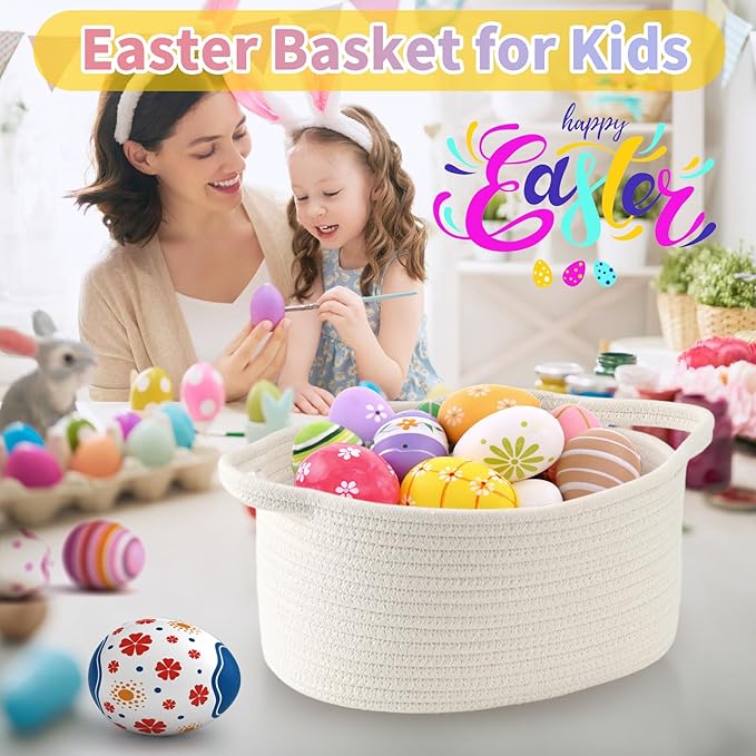 Pink Basket – Cute Basket for Girl Women, Perfect for Valentines Day, Baby Shower, Birthdays – Empty Basket for Gifts, Burr, Storage, Nursery, 13 x 9.8 x 5 inches
