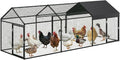 Metal Chicken Coop, 120" X40" X40" Large Chicken Run with 3 Doors, Outdoor Hen House for Yard with Waterproof and Anti-UV Cover, Walk in Poultry Cage for Rabbit Duck Goose, Black