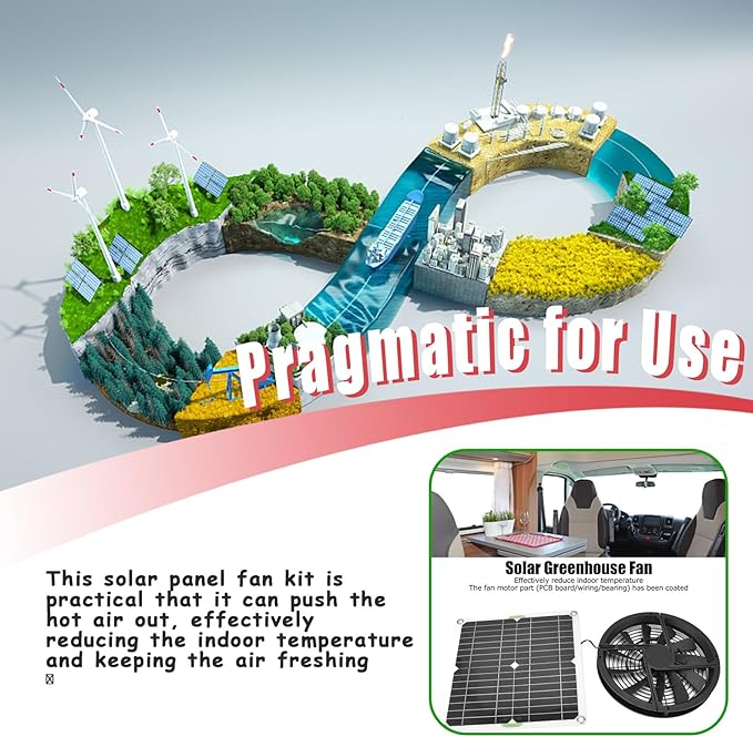 Solar Panel Fan Kit 10in 100W Waterproof Solar Panel Round Ventilation Case Exhaust Fan for Chicken Coops Greenhouse Shed Pet Small Outdoor Portable Mini Ventilator
