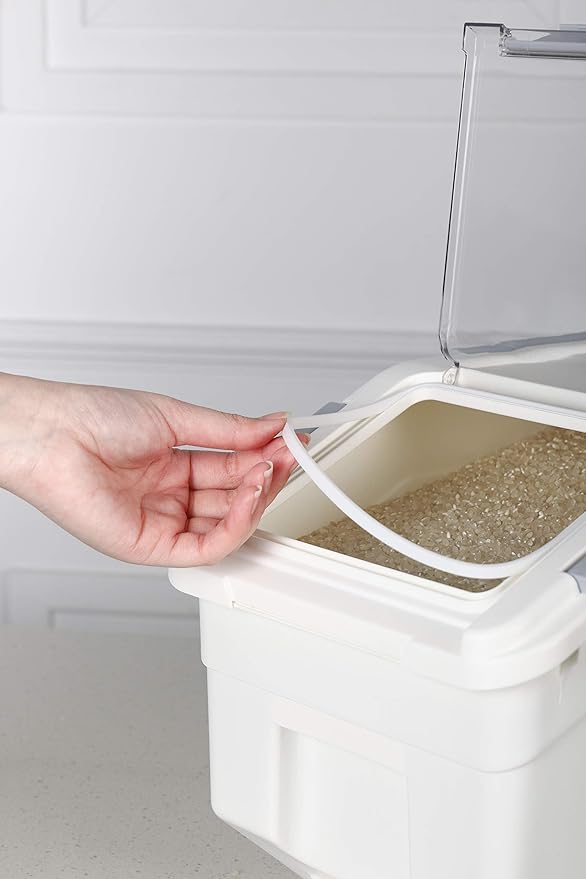 EonTone [2-Pack] 22 lbs Grain Storage Container, 10L Airtight Food Bin with Wheels for Flour,Rice, Pet Food