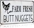 Funny Chicken Gifts for Chicken Lovers, Retro Farm Fresh Butt Nuggets Tin Sign, Vintage Metal Wall Decor for Chicken Coop, Farmhouse Kitchen, Garden, Bar, Man Cave