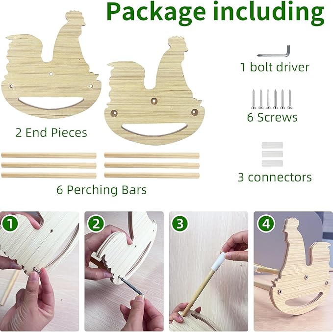 Chicken Perch for Coop Roosting Bar: Chick Toys Stand Pine Wood Rooster Perches for Brooder for Baby Chicks